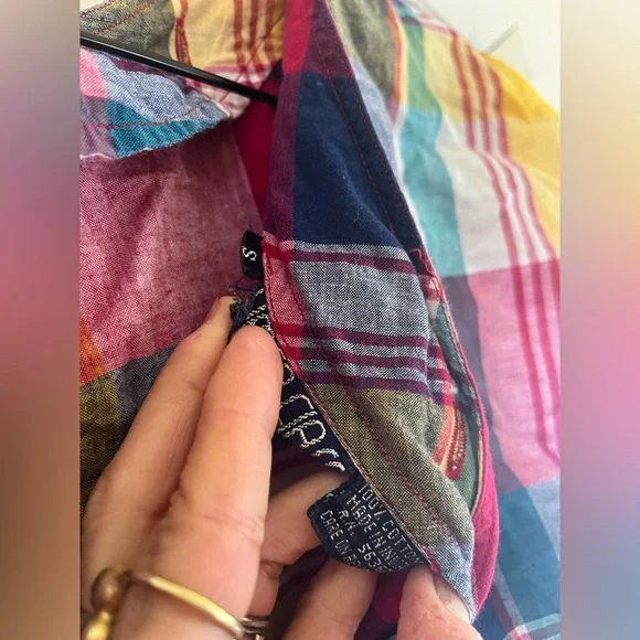 Vintage 90s made in India cotton Ace & Jig vibes plaid festival crop top S - Picture 6 of 7